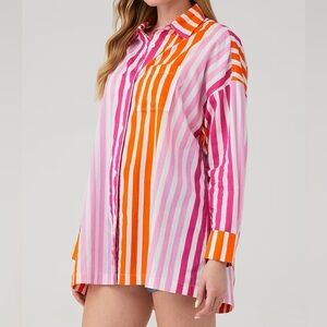 NWOT Beach Riot Revolve Alexa Top Coverup in Sunset Stripes small/ medium